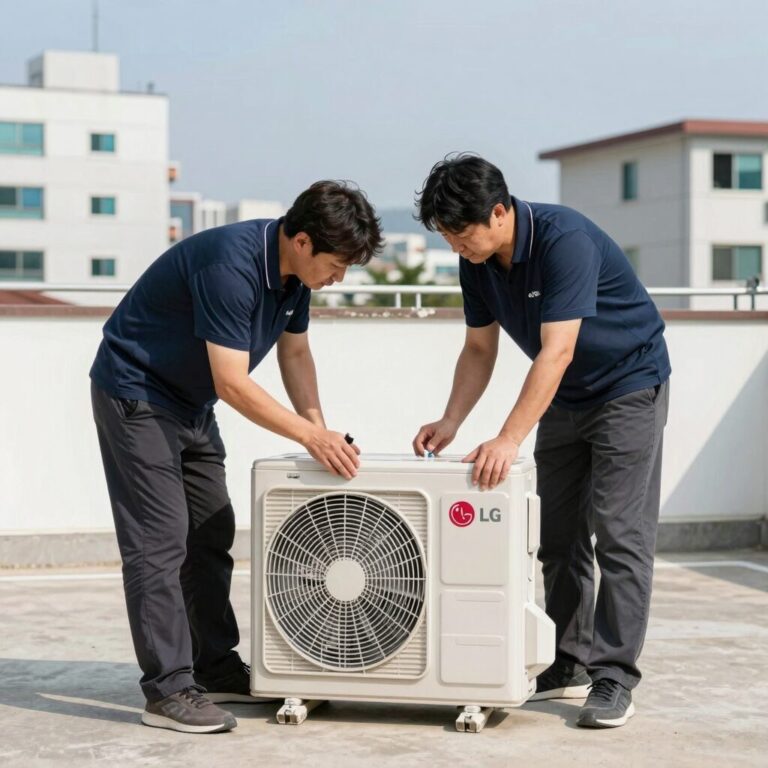 LG 에어컨 실외기 점검 모습