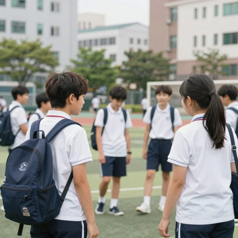 중학생 방학캠프에서 친구들과 활동하는 모습