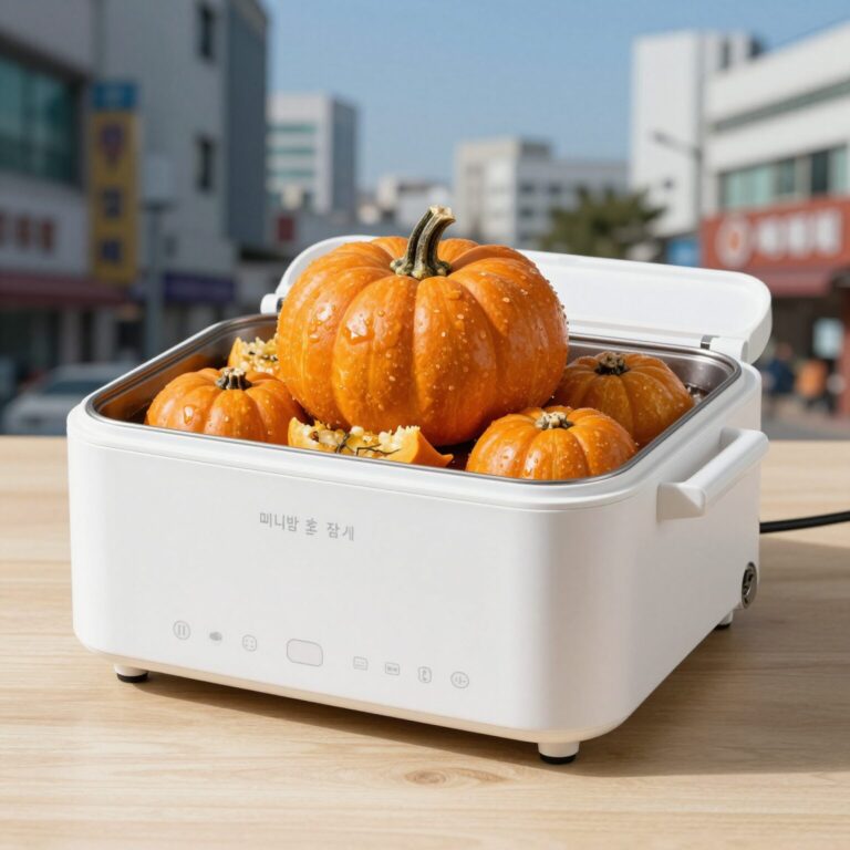 미니밤호박 찜기와 전자레인지로 찐 결과물 비교 사진
