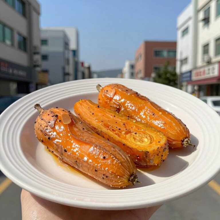 전자레인지로 만든 미니 단호박조림 완성 접시