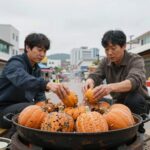 제철 미니 단호박 찌는법과 활용법 미니 단호박 찜기에 옆으로 뉘어 놓고 찌는 모습