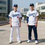 나이키 MLB LA 다저스 반바지 착용 모습
