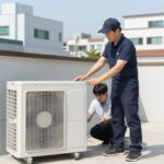 이동식 에어컨 소음 걱정 끝 저소음 제품 저소음 이동식 에어컨 설치 모습