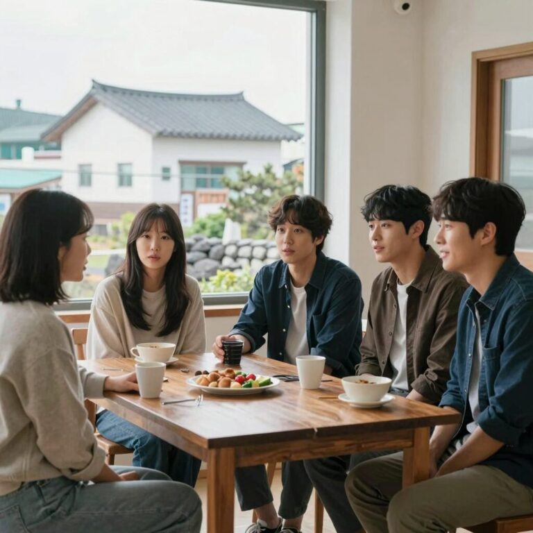 모태솔로지만 연애는 하고 싶어 시즌2 출연진들이 제주도 숙소에서 대화를 나누는 모습