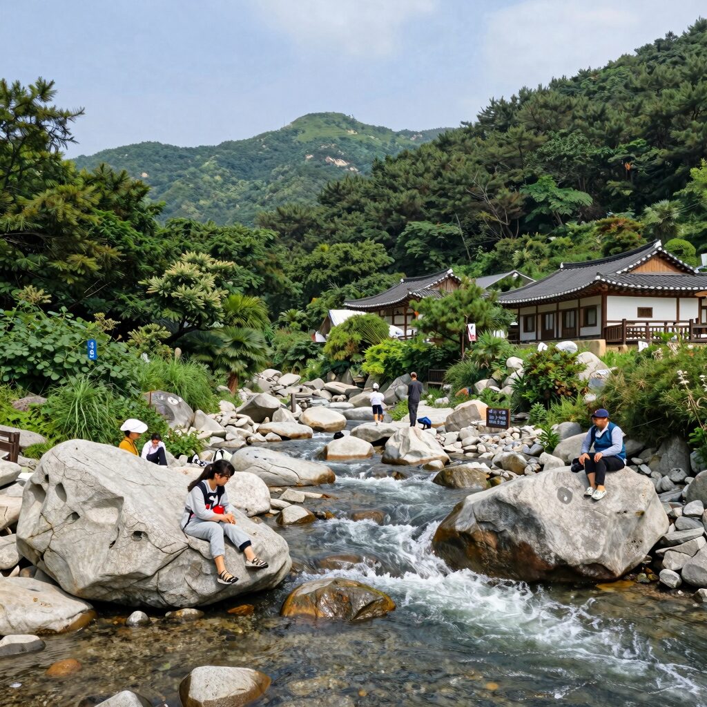 무주 계곡 펜션 주변 자연 풍경 덕유산 구천동 계곡