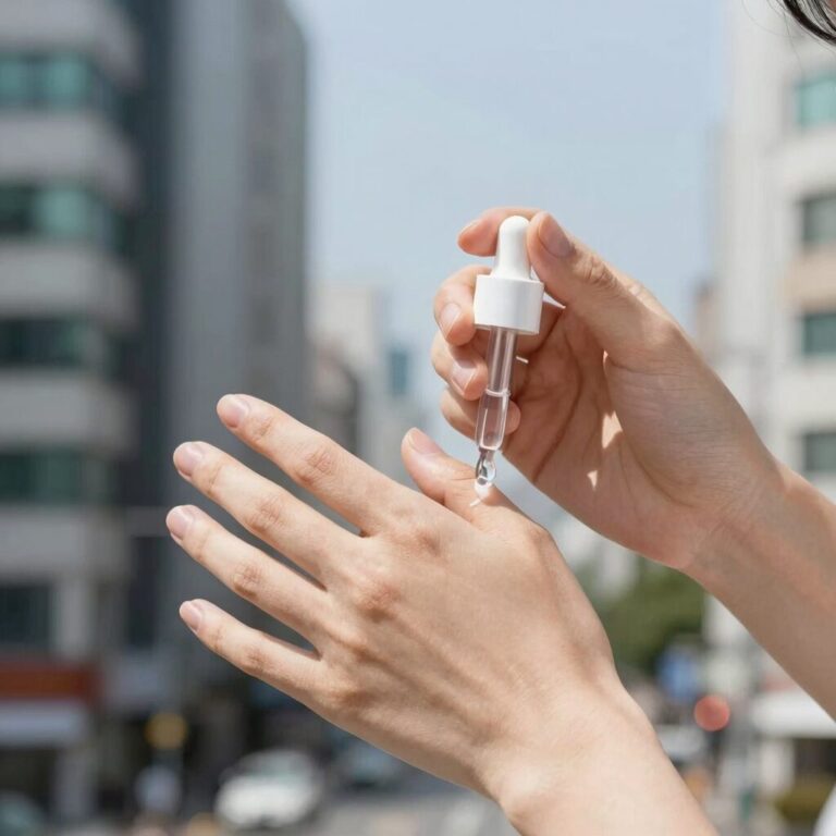 NC블레인 세럼을 바르고 있는 손 사진