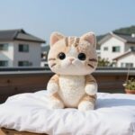 울릉도 게스트하우스 냥꼬네 마스코트 고양이 냥꼬가 침대 위에 앉아 있는 모습