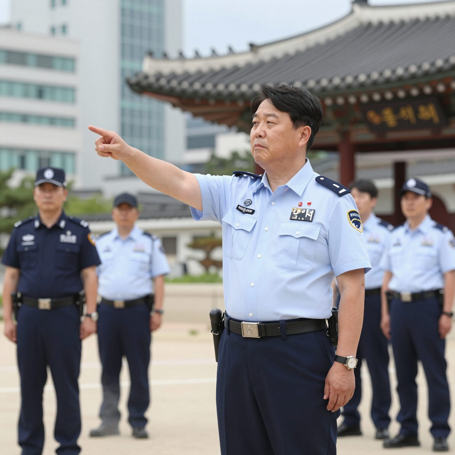 박종준 대통령 경호처장이 경호 상황을 지휘하고 있는 모습