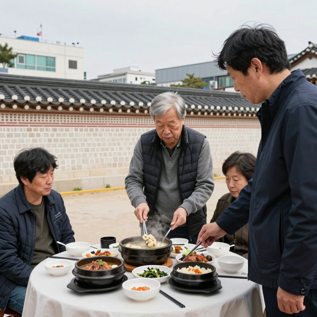 피터슨 교수가 방문한 청류벽 들기름막국수와 보쌈 구성
