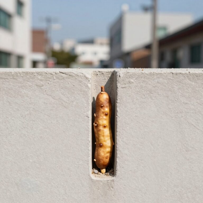 콩벌레가 숨는 벽 틈새를 실리콘으로 막은 모습