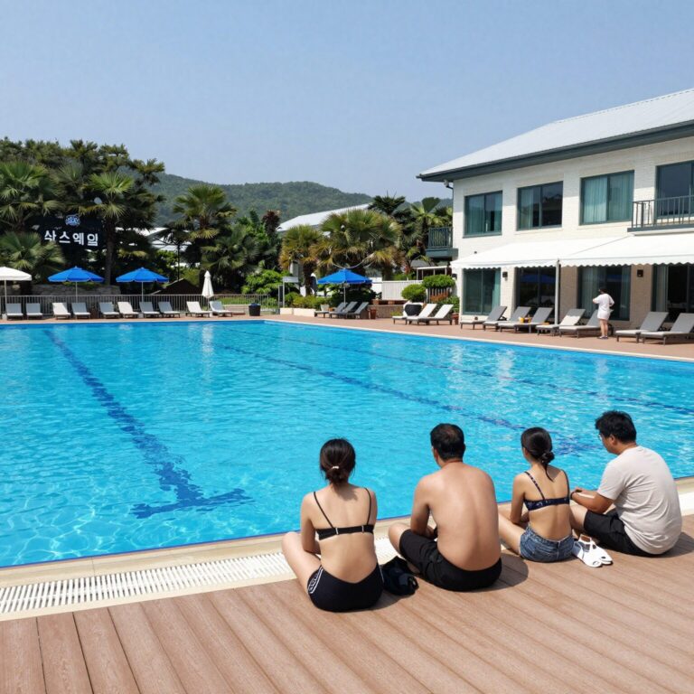 충북 보은 팜스테이 리조트 야외 수영장 전경