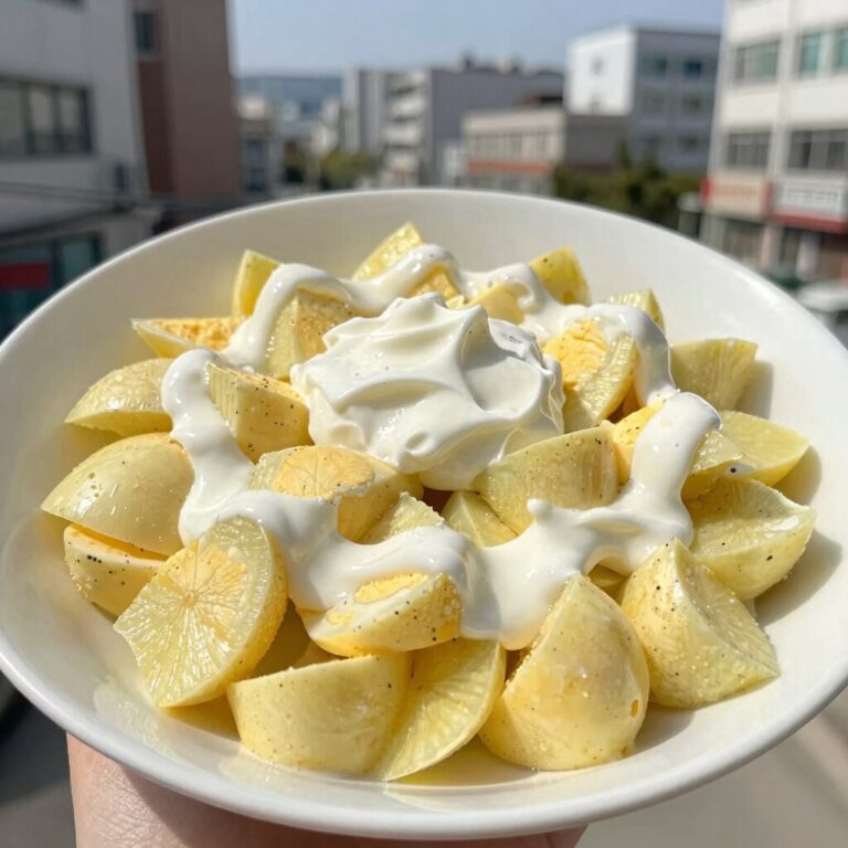 계란감자샐러드 완성 접시 사진 그릭요거트와 마요네즈로 버무린 포슬포슬한 감자와 계란