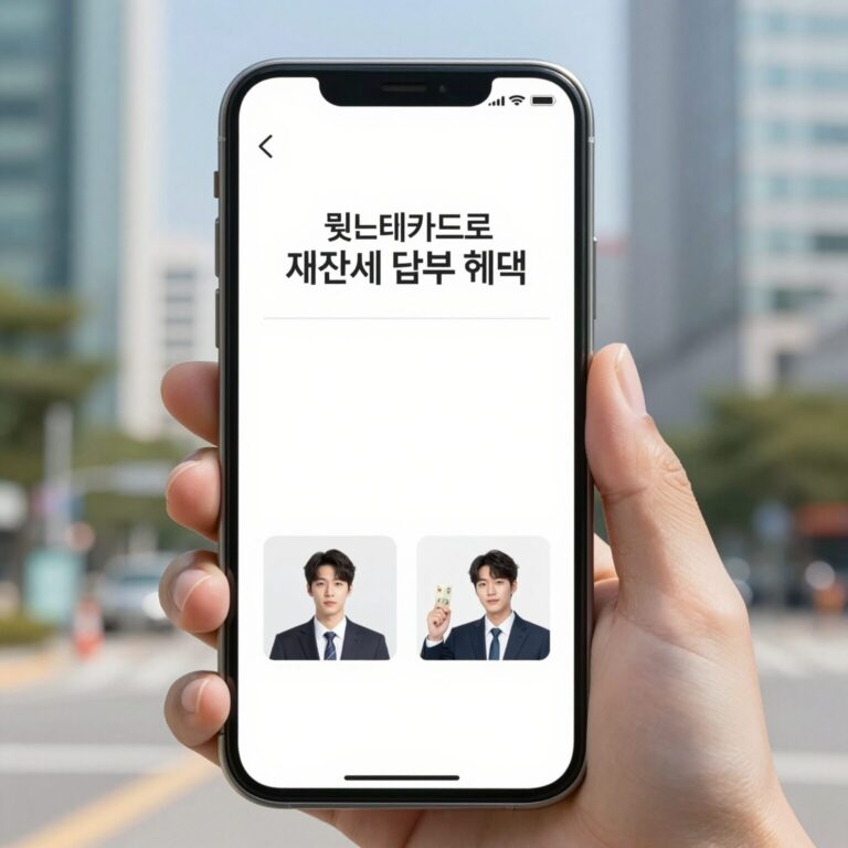 롯데카드로 재산세 납부 혜택을 확인하는 모바일 화면