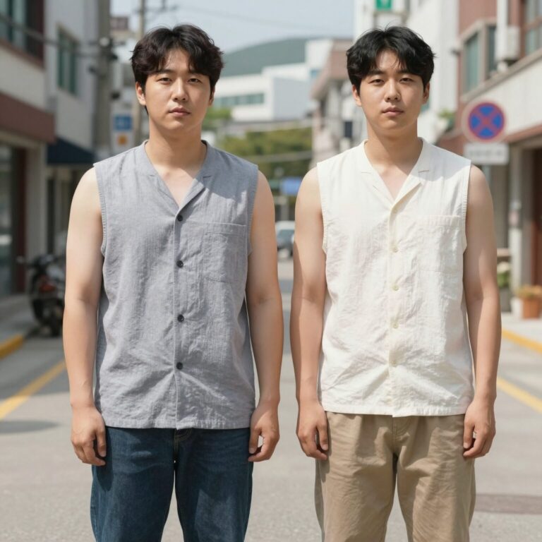 여름 통기성 좋은 풍기인견 반바지 착용 모습