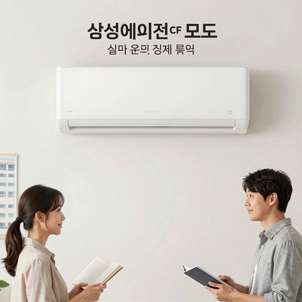 삼성 에어컨 CF 모드 사용으로 실내 온도 균일하게 유지하는 모습