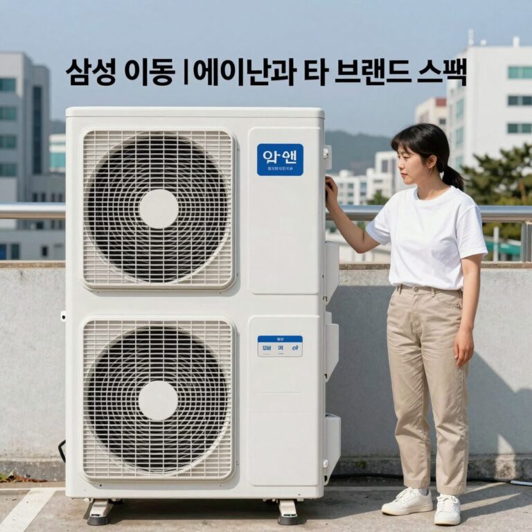 삼성 이동식 에어컨과 타 브랜드 스펙 비교 표 이미지
