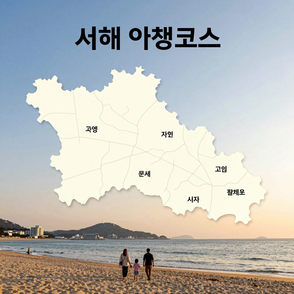 서해 여행코스 지도 안면도 꽃지해수욕장 일몰 풍경