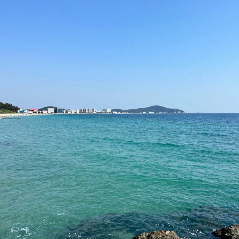 세화 해수욕장 에메랄드빛 바다 풍경