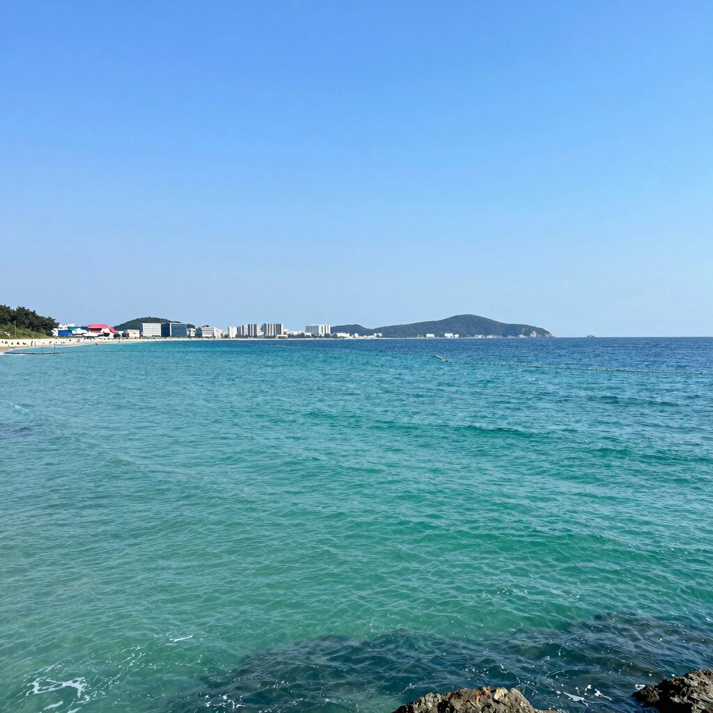 세화 해수욕장 에메랄드빛 바다 풍경