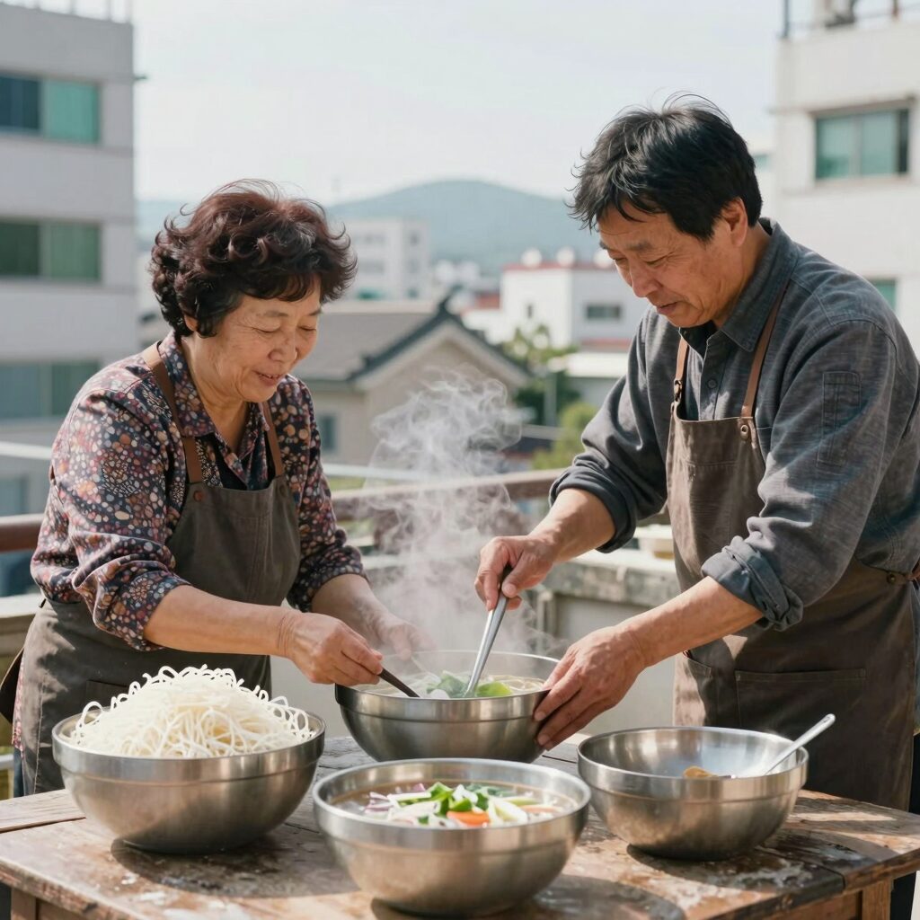 서리태 콩국수 만들기 재료와 완성된 모습