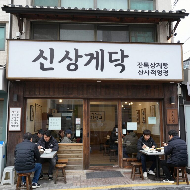 신사삼계탕 맛집 논현삼계탕 본점과 진전복삼계탕 신사직영점의 외관과 음식 비교 이미지