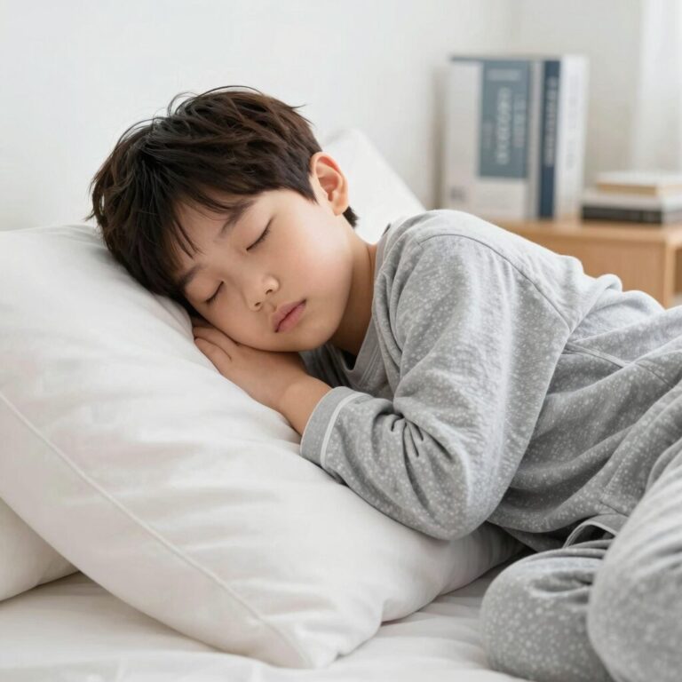 시원한 민소매 잠옷을 입고 잠자는 모습