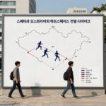 스페인 오스트리아 하프스페이스 승부 스페인과 오스트리아의 하프스페이스 전술 다이어그램, 페드리와 라민 야말의 움직임 강조