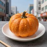 찐 미니단호박 접시에 담긴 모습
