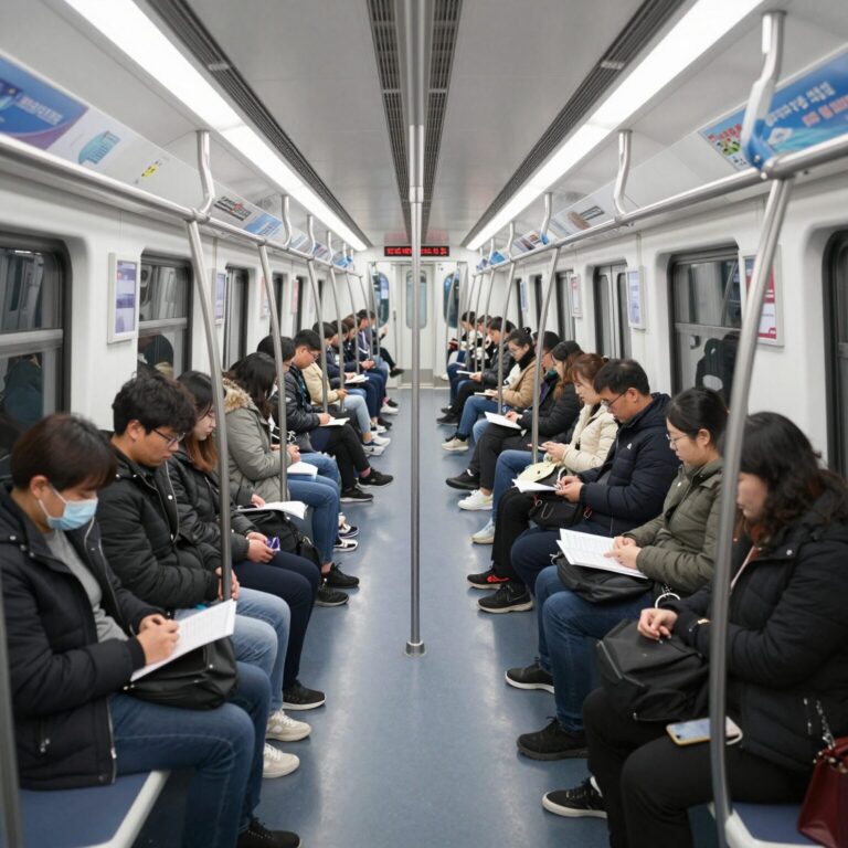 지하철 객실 내 냉기 흐름과 온도 분포 일러스트