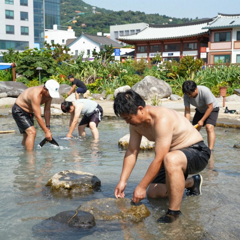 여름철 땀을 많이 흘리는 사람이 생맥산으로 기력 회복하는 장면