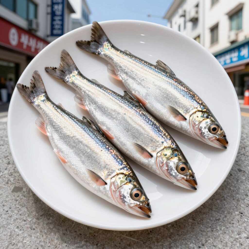8월 제철 생선회 4가지 민어 농어 병어 부시리가 담긴 접시