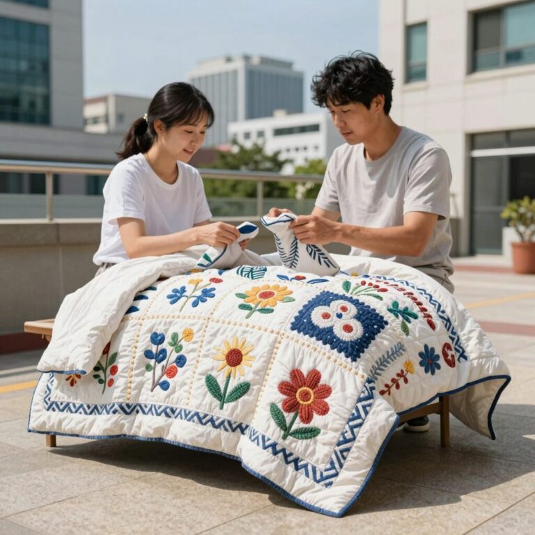 여름에 어울리는 손뜨개 두건 완성작