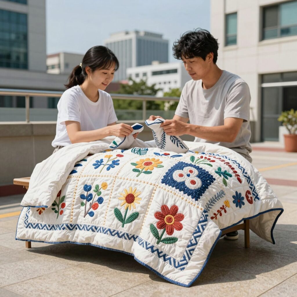 여름에 어울리는 손뜨개 두건 완성작