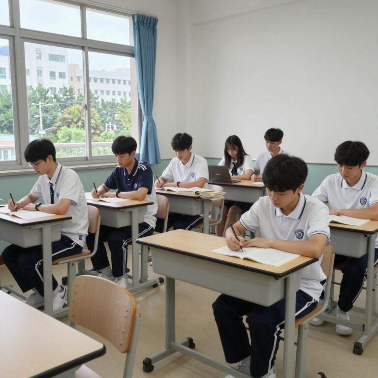 여름방학특강에서 학생이 개별적으로 수업받는 모습