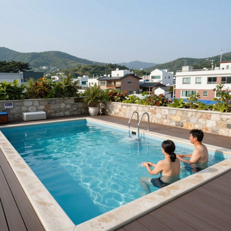 순천 화담별서 독채 펜션 전용 수영장과 노천 자쿠지 야경