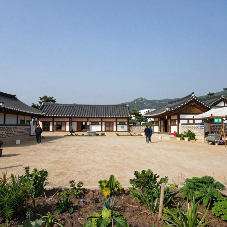 태백 연화스테이 독채 펜션의 넓은 마당과 텃밭 전경
