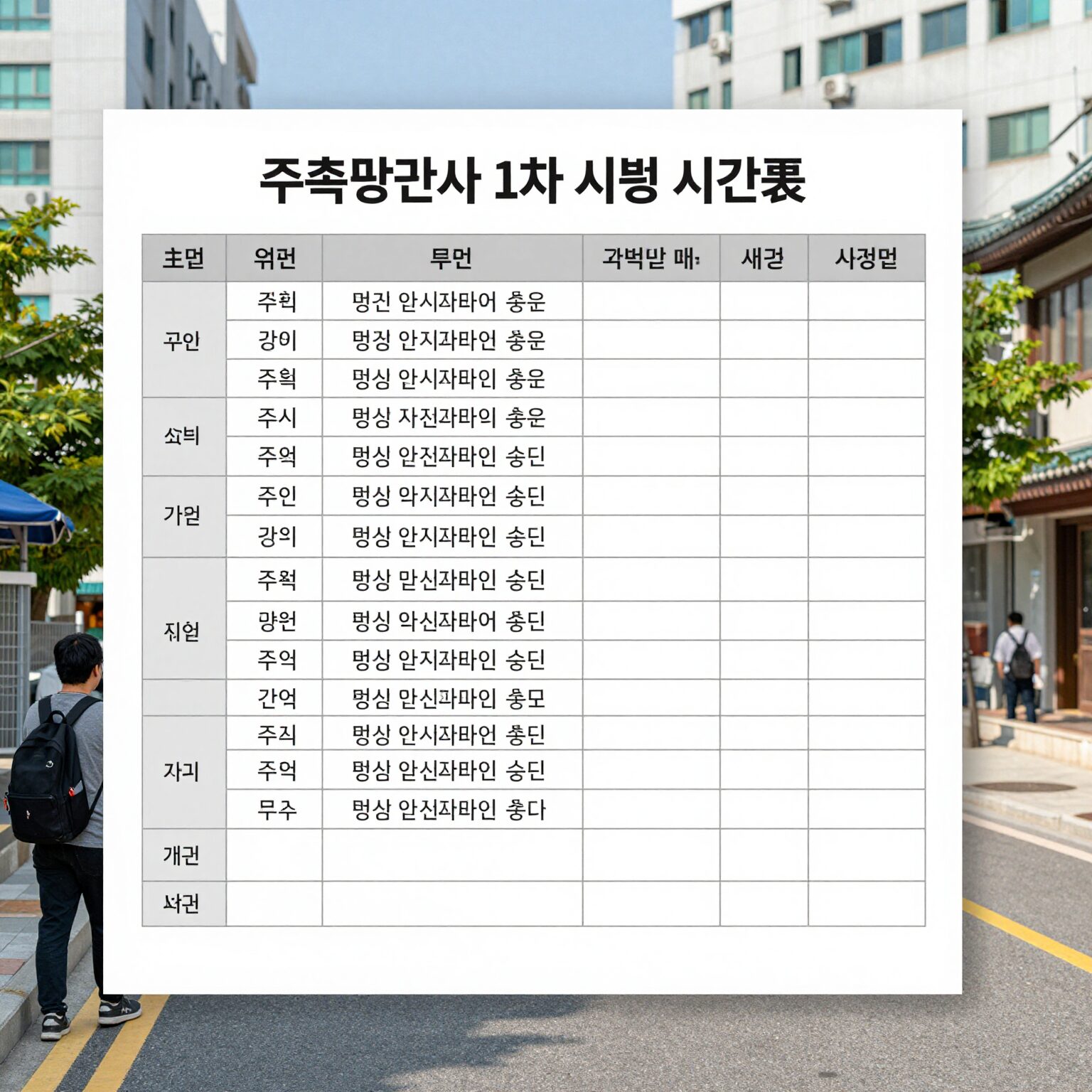 주택관리사 1차 시험 시간표와 과목별 배점