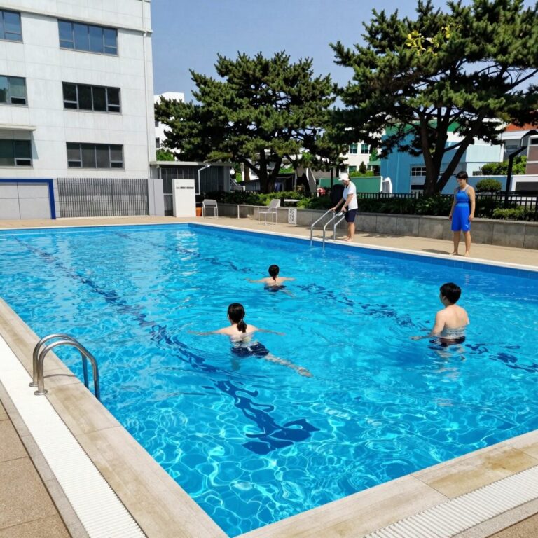 통일로 수영장 성인풀과 키즈풀 전경