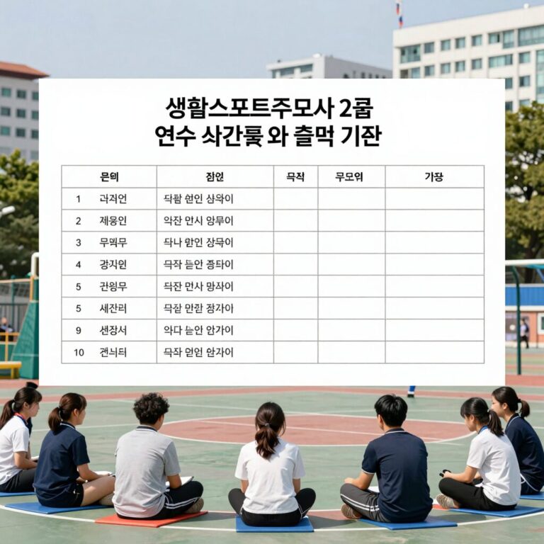 생활스포츠지도사 2급 연수 시간표와 출석 기준을 설명한 표 이미지