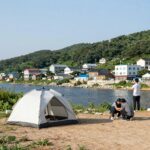 울산 계곡 배내골 산돼지마을 텐트에서 바라본 계곡 전경
