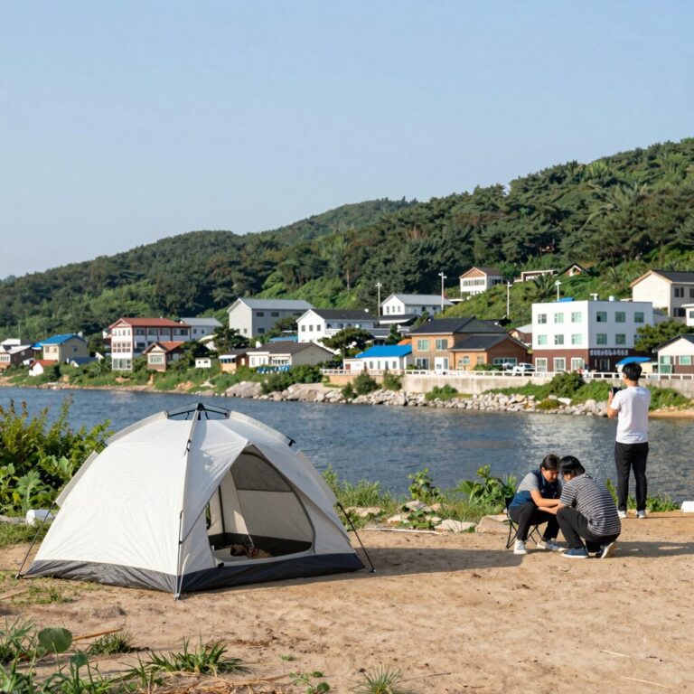 울산 계곡 배내골 산돼지마을 텐트에서 바라본 계곡 전경