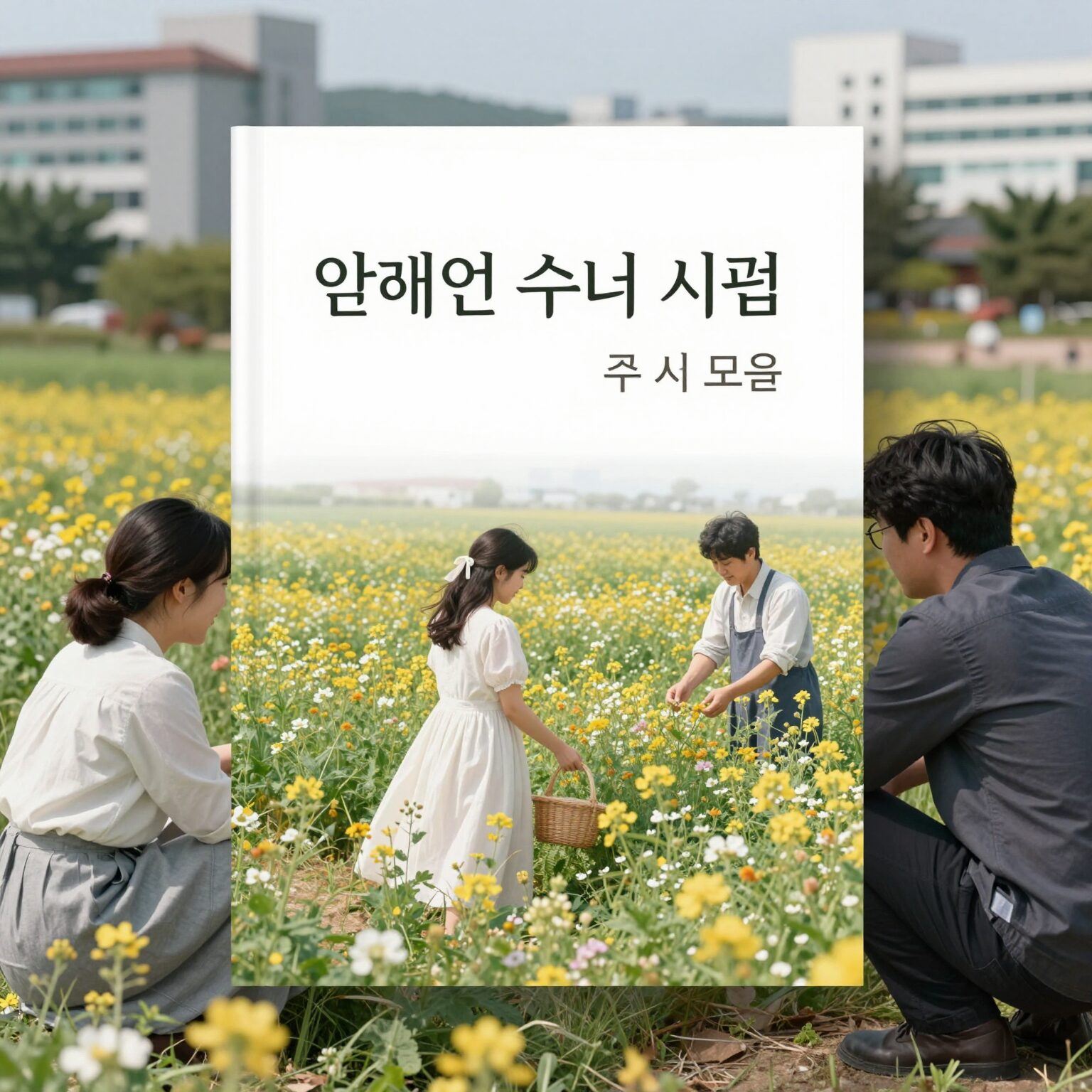 이해인 수녀 시집 표지와 꽃밭 이미지, 따뜻한 위로를 주는 시 모음