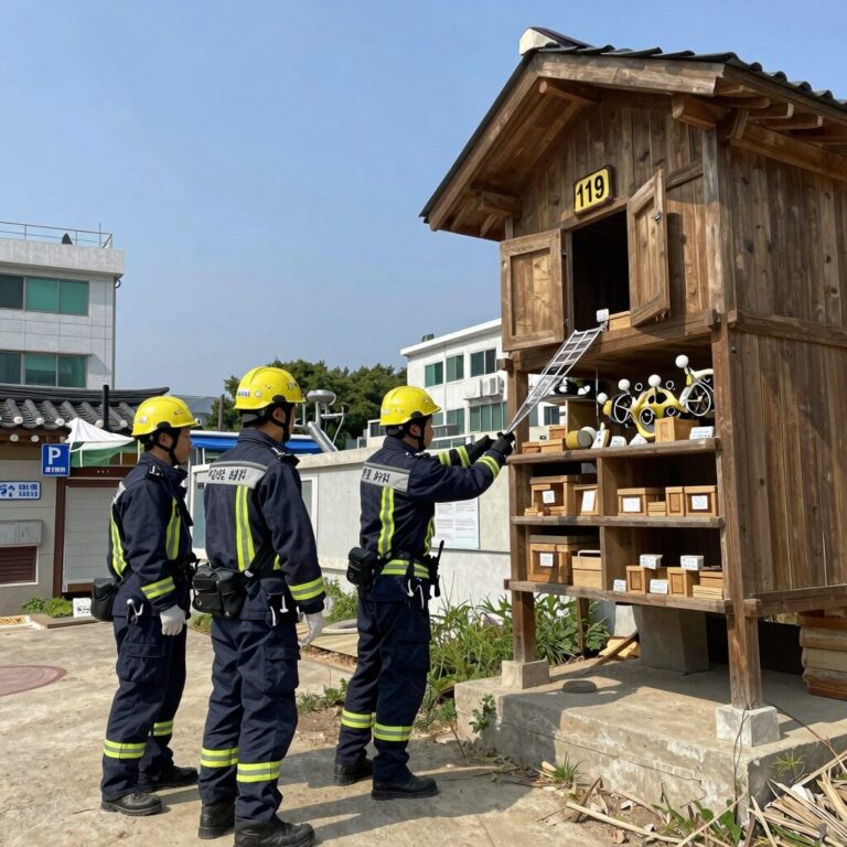 119 소방관이 말벌집을 안전하게 제거하는 모습