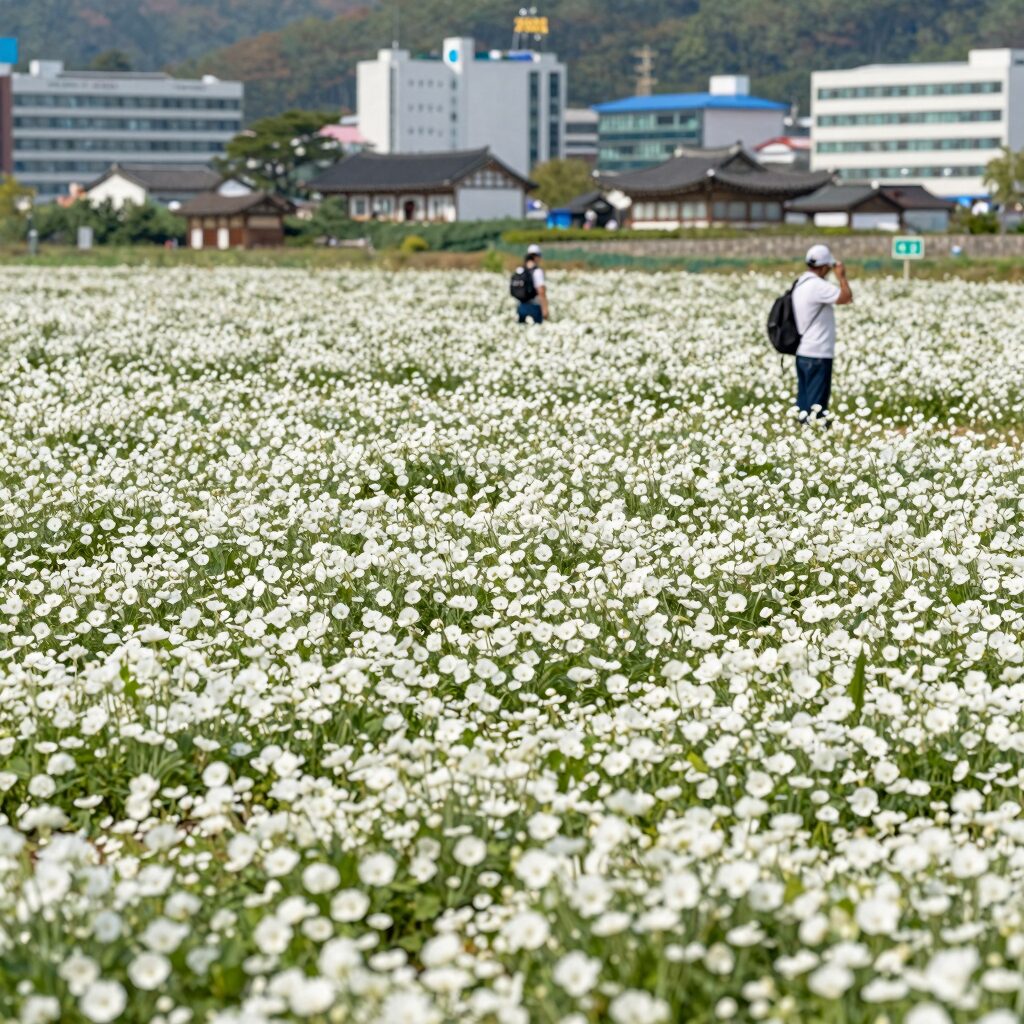 경주 월성계곡에서 만개한 수달래 꽃 물결