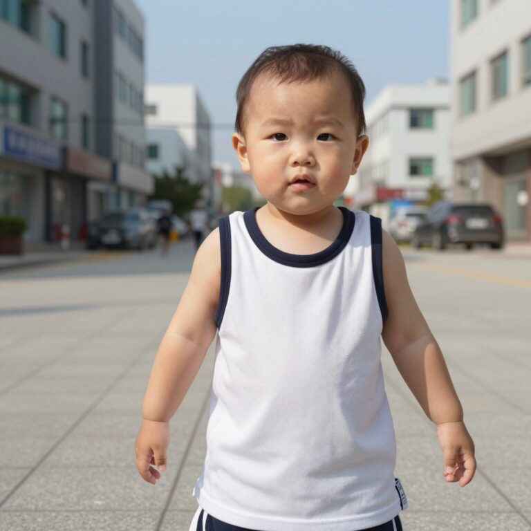 래핑차일드 래쉬가드 바지를 입은 아기 사진