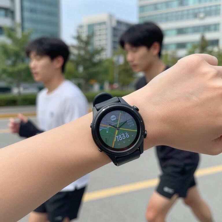 168달러에 구매한 XYZ 스마트워치 프로의 실제 착용 모습, 운동 중 GPS 화면