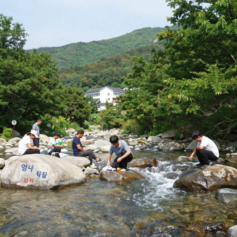 영월 김삿갓계곡 깨끗한 물과 주변 숲 풍경