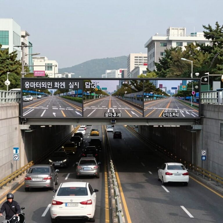 용마터널 화재 실시간 CCTV 화면과 주변 도로 정체 상황