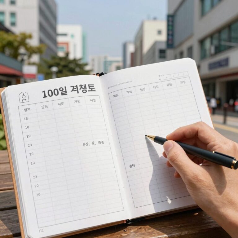 100일 계획표를 디지털 플래너로 정리한 이미지