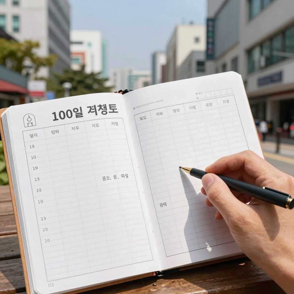 100일 계획표를 디지털 플래너로 정리한 이미지